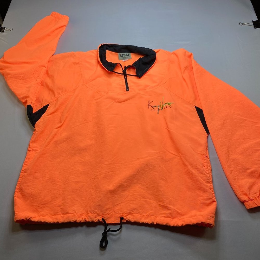 Vintage Uzzi Key West Dive Gear Windbreaker 1/4 Zip Jacket Size 90's 80's Neon